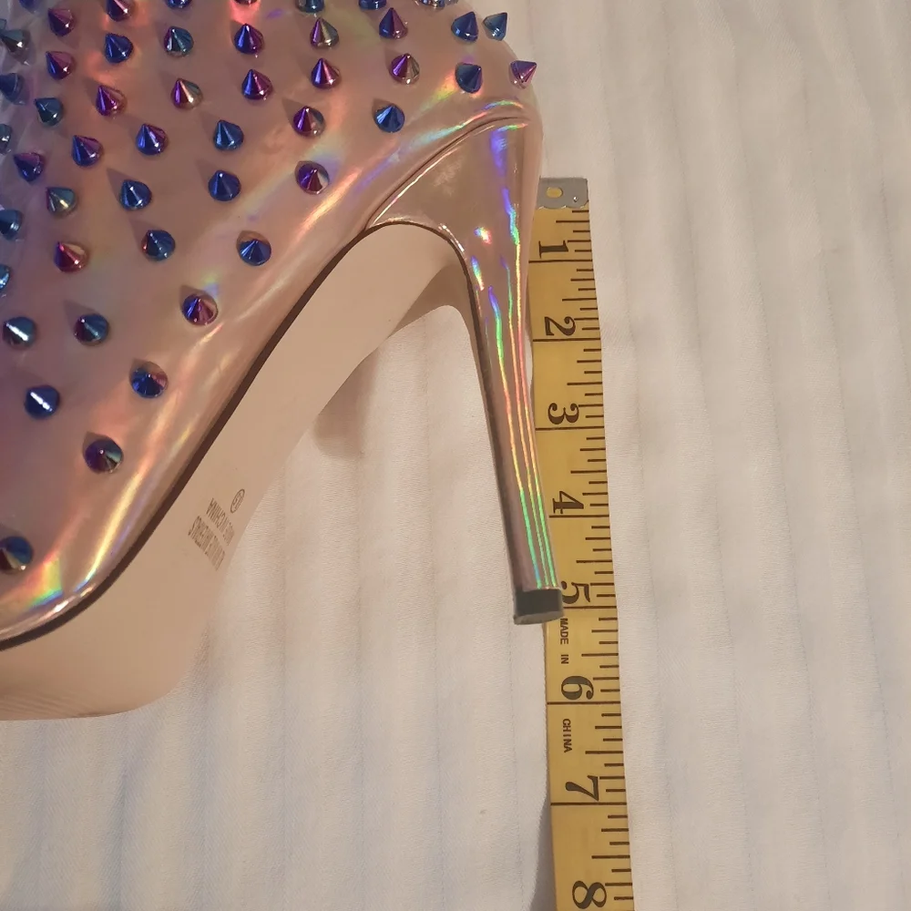 Pink Studded Stiletto Ankle Boots Size 8.5